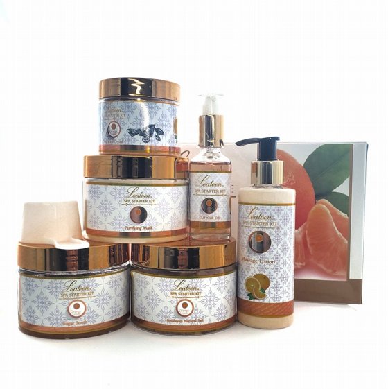 مجموعة باديكير ومانيكير سبا - Lealeen Manicure Pedicure Spa Starter Kit Mandarin Orange